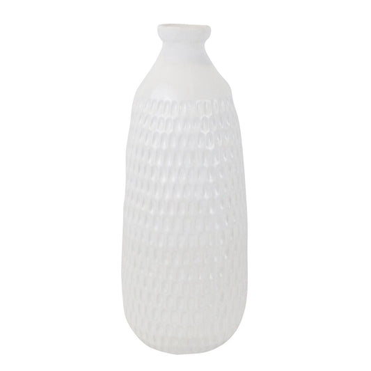 Ceramic 16" Dimpled Vase, White