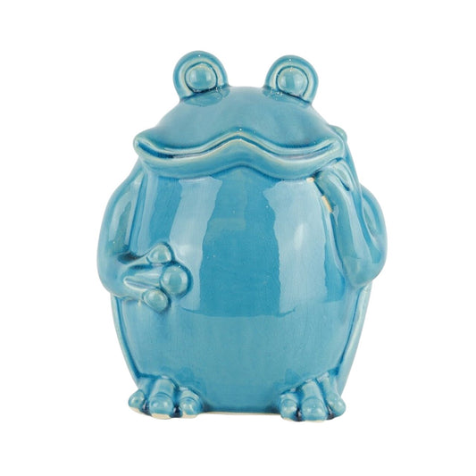 Ceramic Standing Frog 9",teal