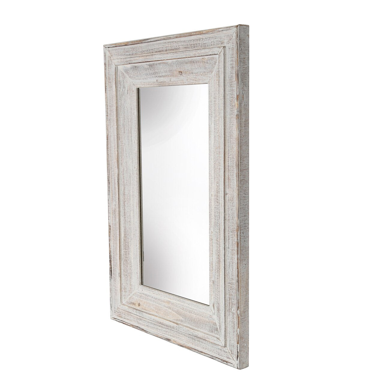 Wood Frame 24 X 36" Wall Mirror, Antique White Wb