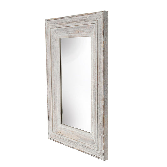 Wood Frame 24 X 36" Wall Mirror, Antique White Wb