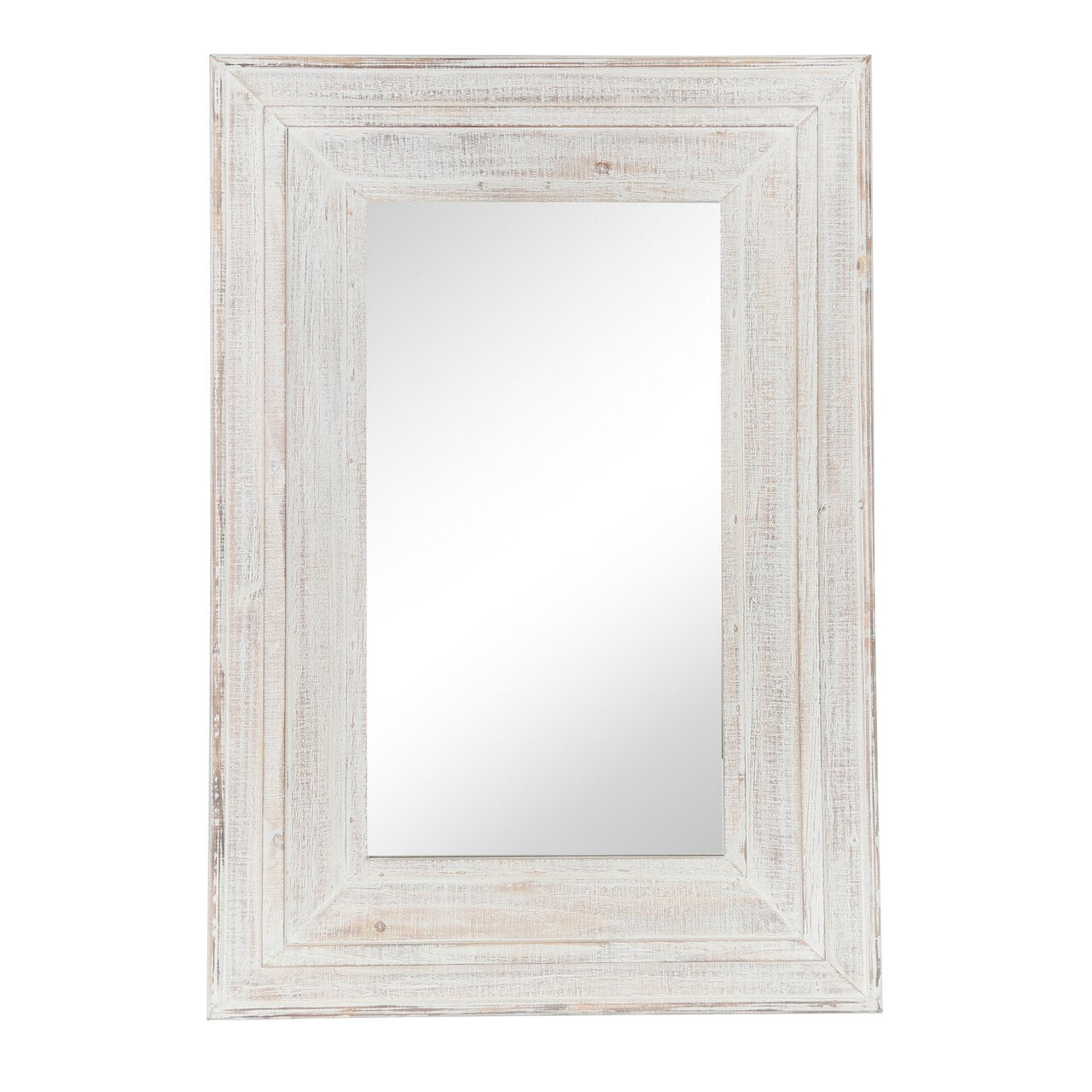 Wood Frame 24 X 36" Wall Mirror, Antique White Wb