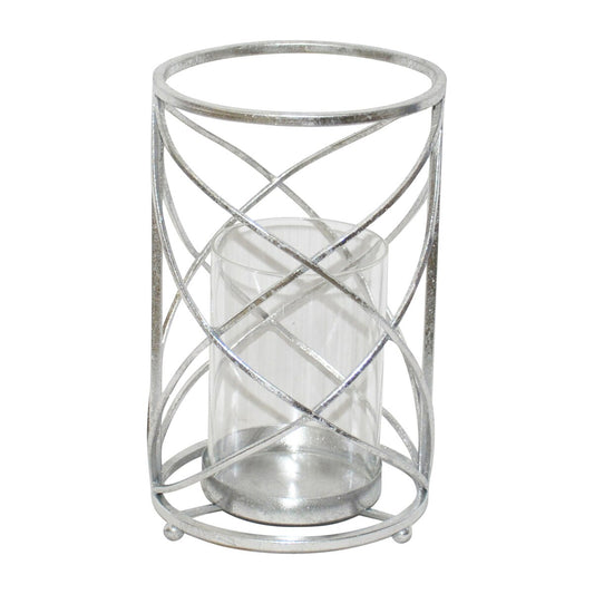 Metal 10" Hurricane Candle Holder,silver