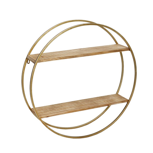 Metal / Wood 26" Wall Shelf, Gold