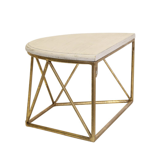 Wood / Metal 16" L Demilune Wall Shelf, White