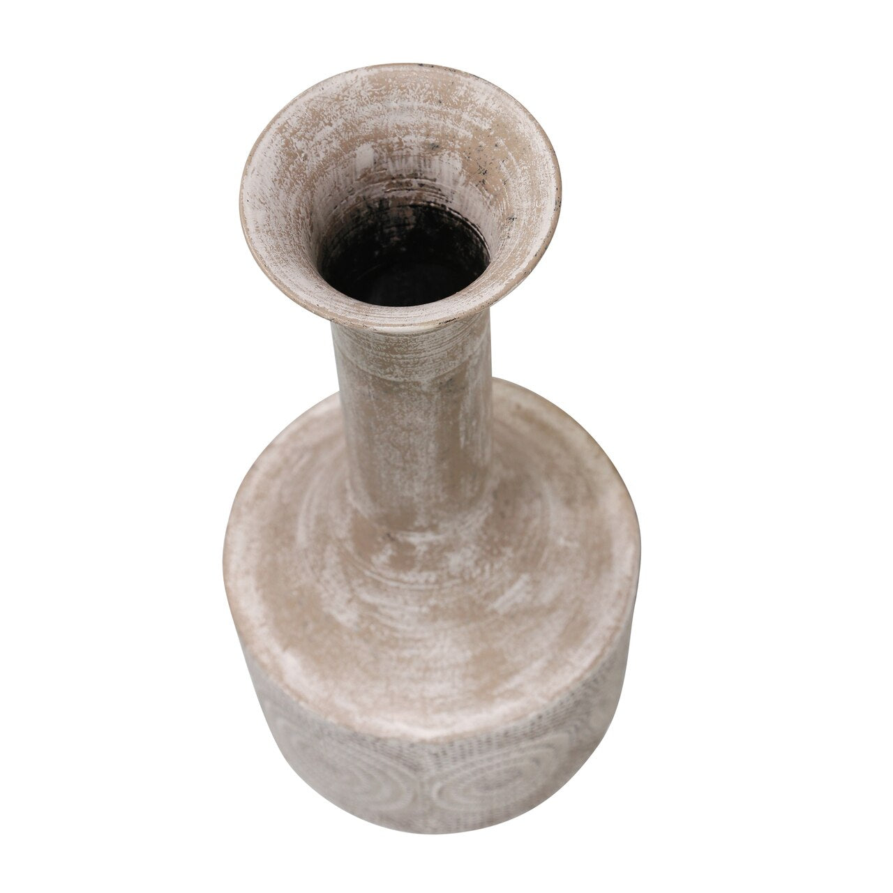Metal 19" Textured Vase, White