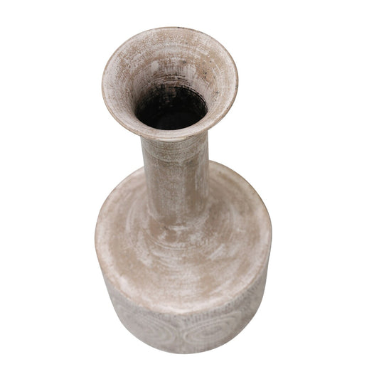 Metal 19" Textured Vase, White