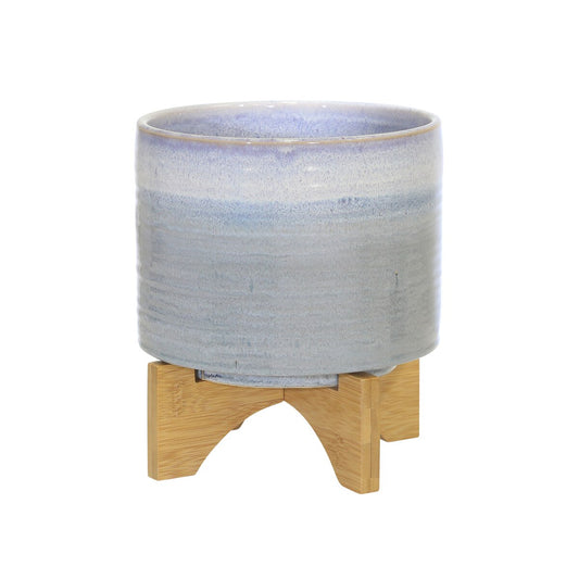 Ceramic 8" Planter On Stand, Blue Fade
