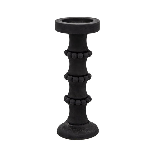 Wood, 13" Antique Style Candle Holder, Black