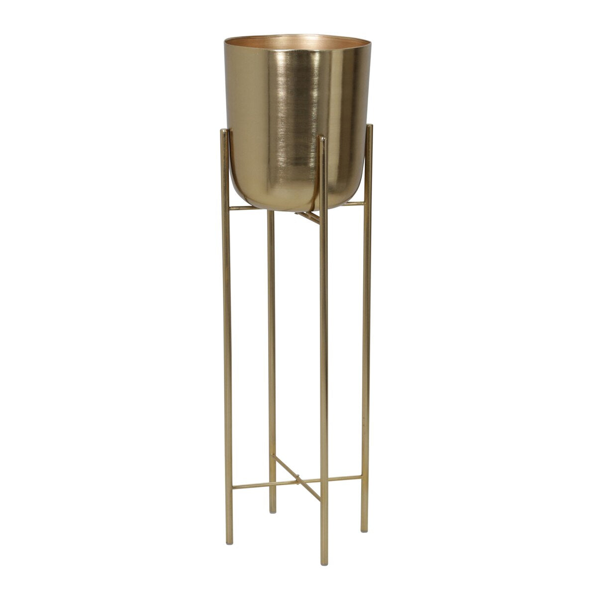 S/3 Metal Planters On Stand 40/30/20"h, Gold