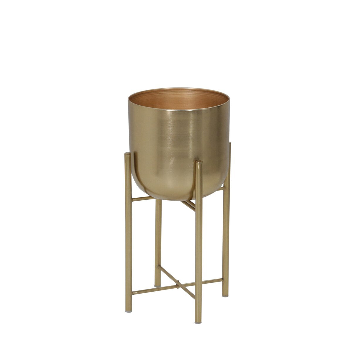 S/3 Metal Planters On Stand 40/30/20"h, Gold