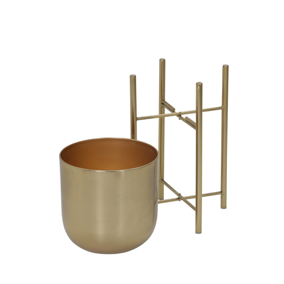 S/3 Metal Planters On Stand 40/30/20"h, Gold