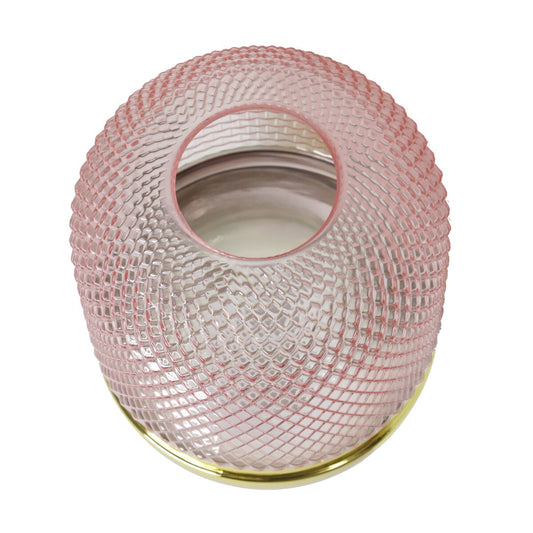 Glass 11", Textured Dots, Pink/gold
