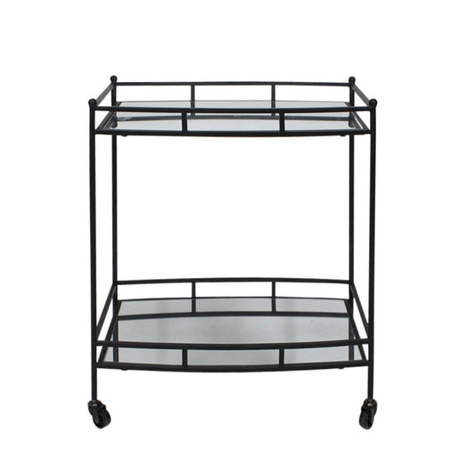 Metal 28" 2 Tier Bar Cart, Black