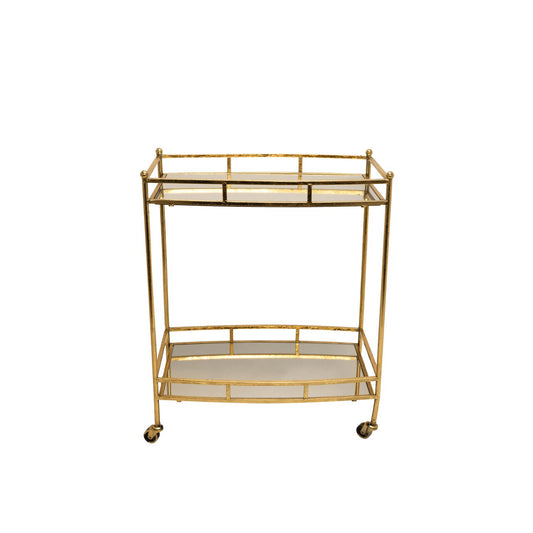 Metal 28" 2 Tier Bar Cart, Gold