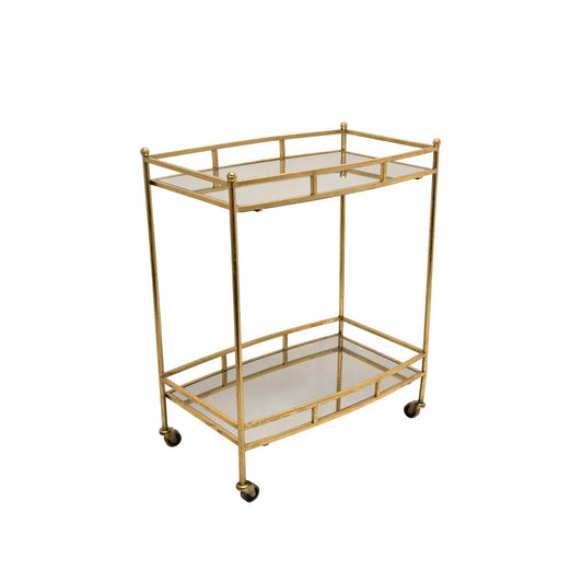 Metal 28" 2 Tier Bar Cart, Gold