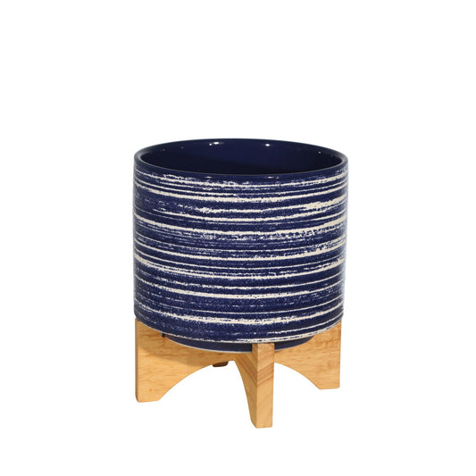 Ceramic 8" Planter On Stand, Blue