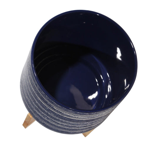 Ceramic 10" Planter On Stand, Blue