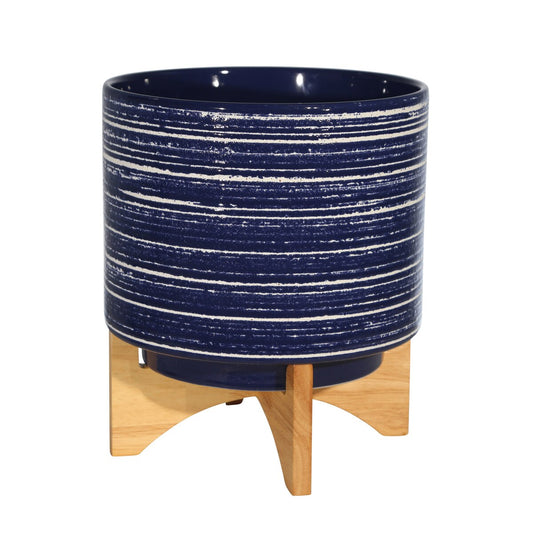 Ceramic 10" Planter On Stand, Blue