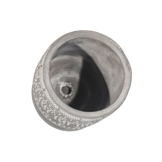 5 " Tribal Pattern Planter W/saucer, Gray