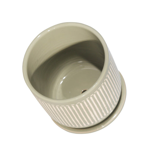 Ceramic 6" Planter W/ Saucer,gray