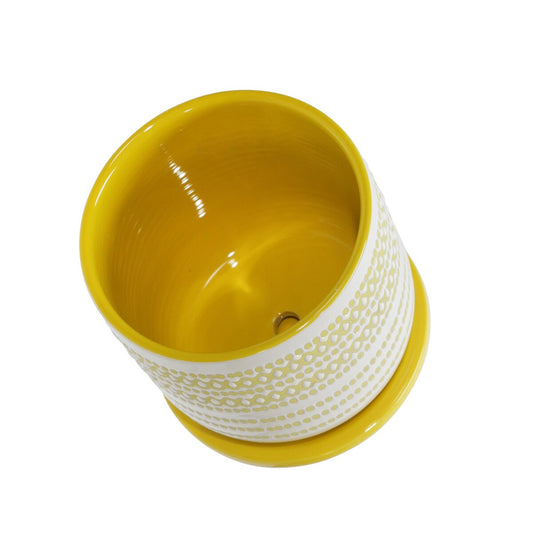 Ceramic 6" Planter W/ Saucer, Yellow