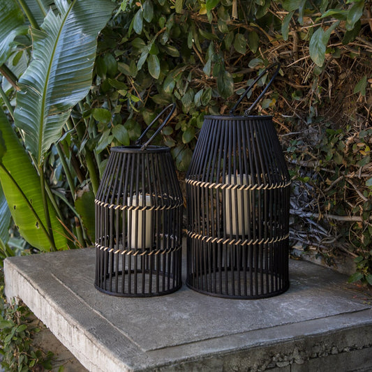 Bamboo 20" Lantern, Black