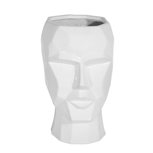 Ceramic, 12" Face Vase, White