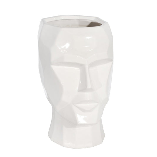 Ceramic, 12" Face Vase, White