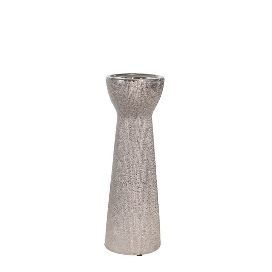 Ceramic 12" Bead Candle Holder,silver