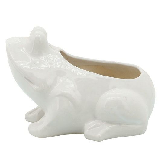 6" Frog Planter, White