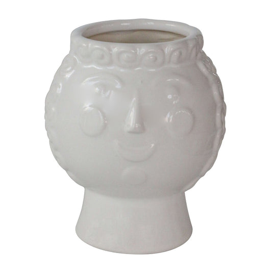 6" Grandma Face Planter, White