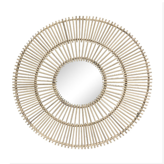 31" Rattan Mirror Wall Decor, Natural