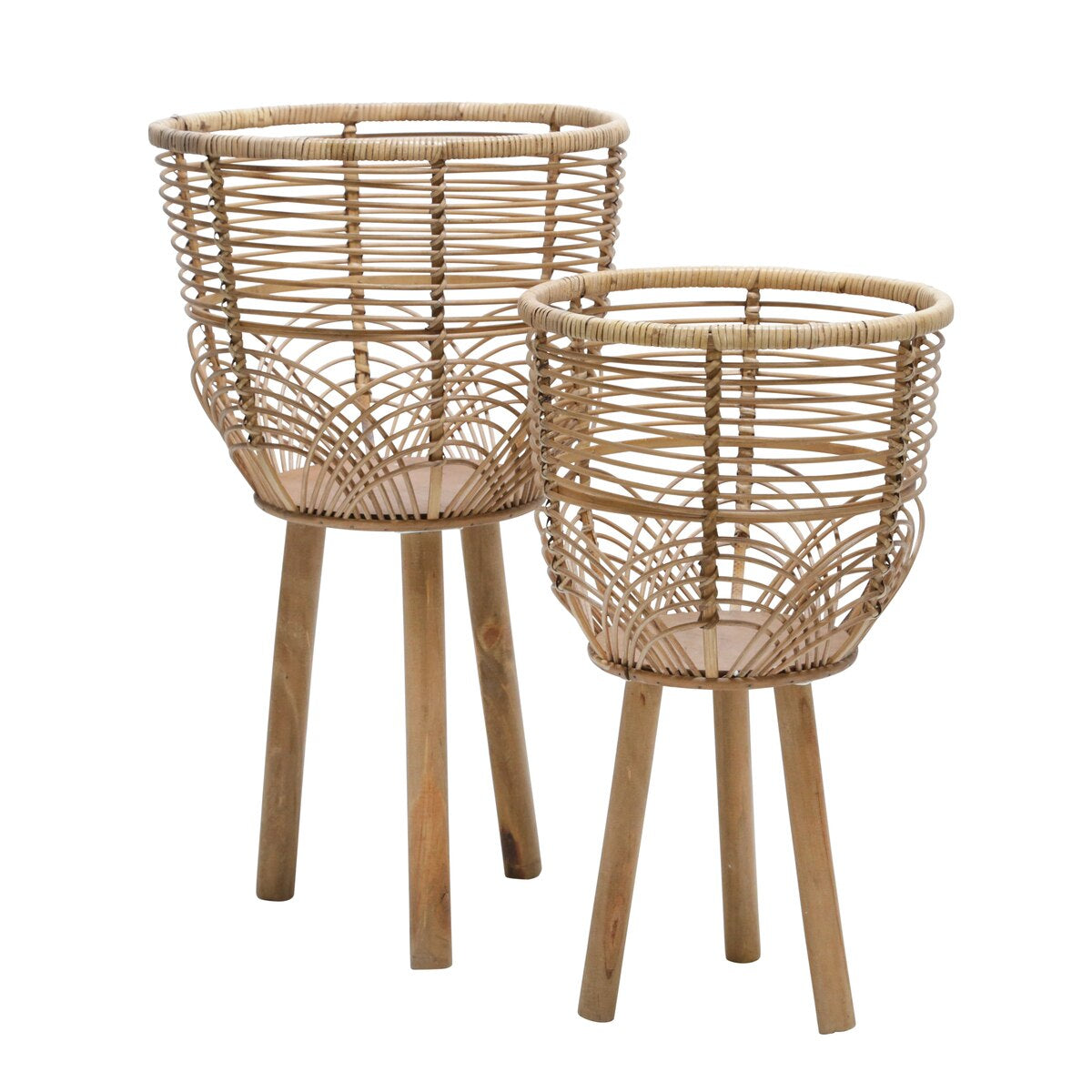 S/2 Wicker Planters 10/12", Natural