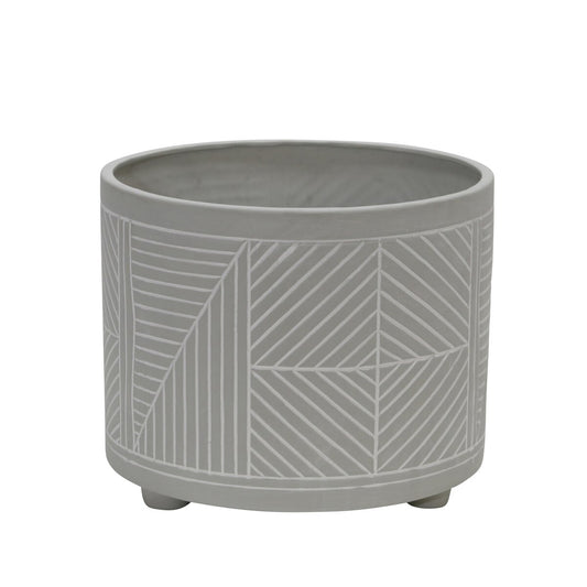 S/2 Ceramic Diamond Footed Planter 10/12", Gray