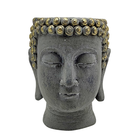 9" Buddha Head Planter, Gray