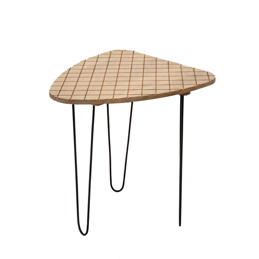 S/2 Wood/metal 18/20" Black/white Checkered Table