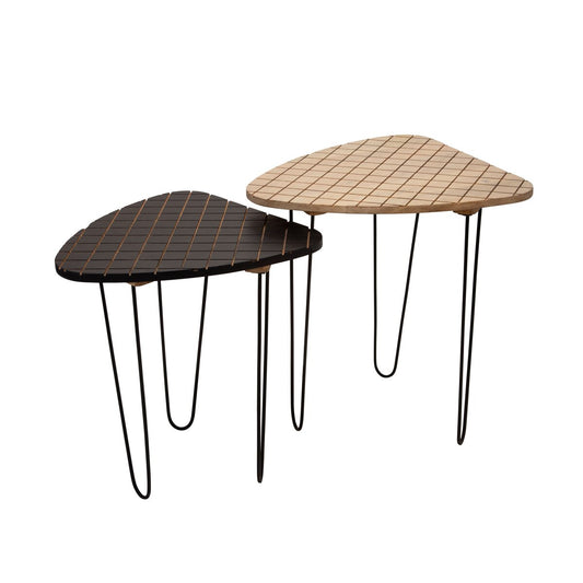 S/2 Wood/metal 18/20" Black/white Checkered Table
