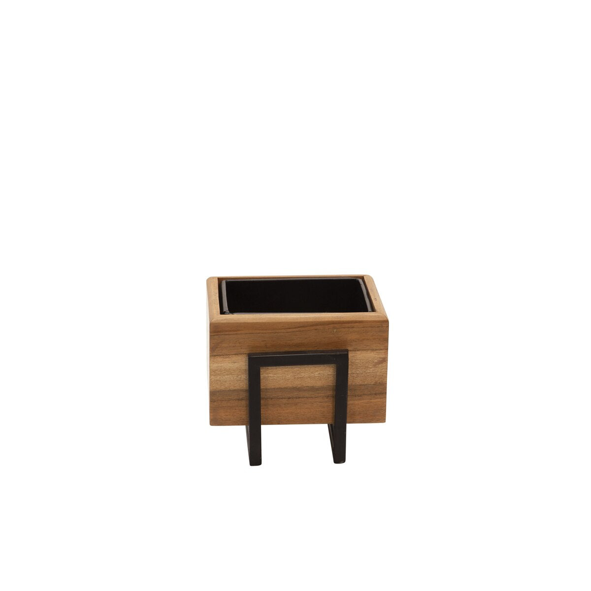 S/2 Wood/metal 7/10" Square Planters, Brown/black