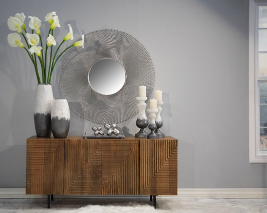 Metal 8" Geometric Orb, Silver