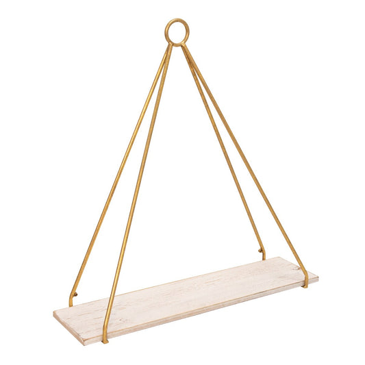 S/2 Metal/wood 20/24" Triangle Shelf, White/gold