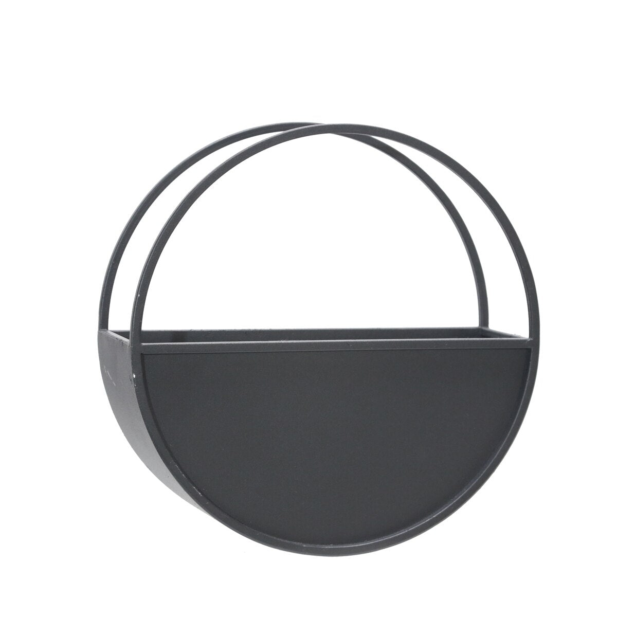 S/2 Metal 9/12" Round Wall Planters, Black