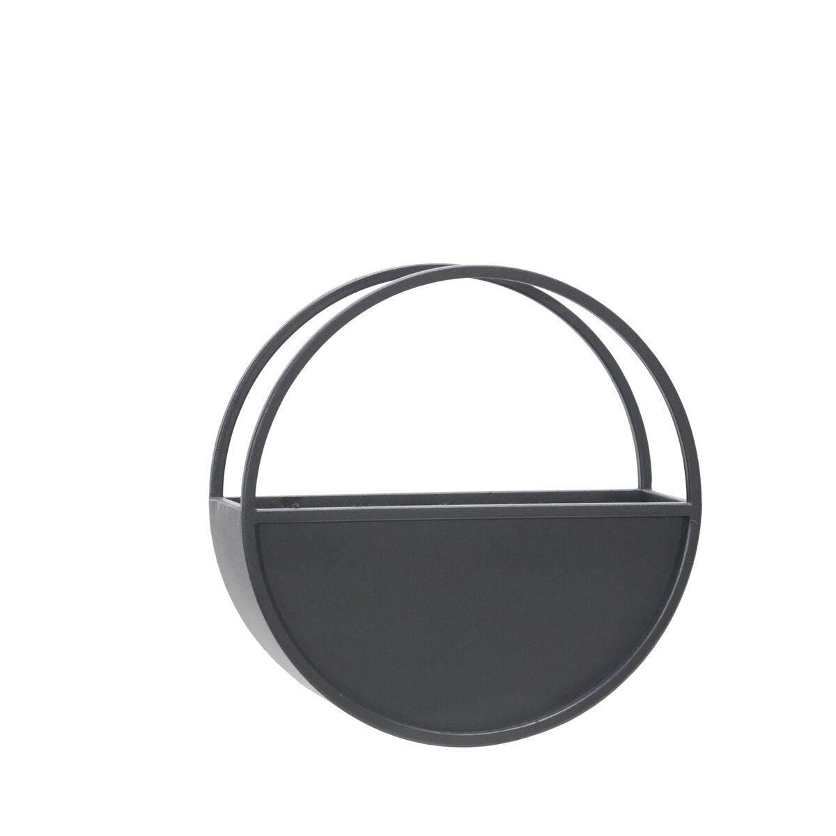 S/2 Metal 9/12" Round Wall Planters, Black