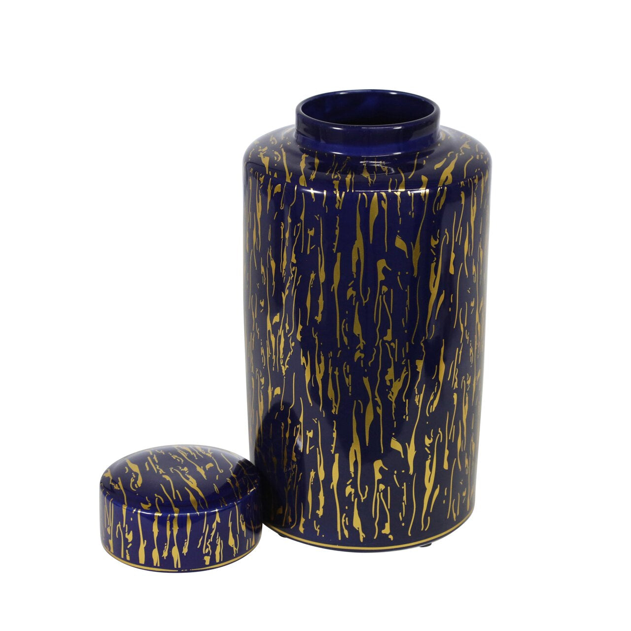 Ceramic 16"h Jar, Blue/gold