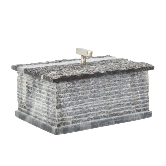 Marble 7x3 Box W/ Silver Knob, Gray