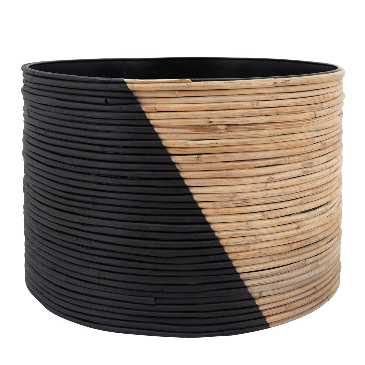 S/3 2-tone Wicker Planters, Black