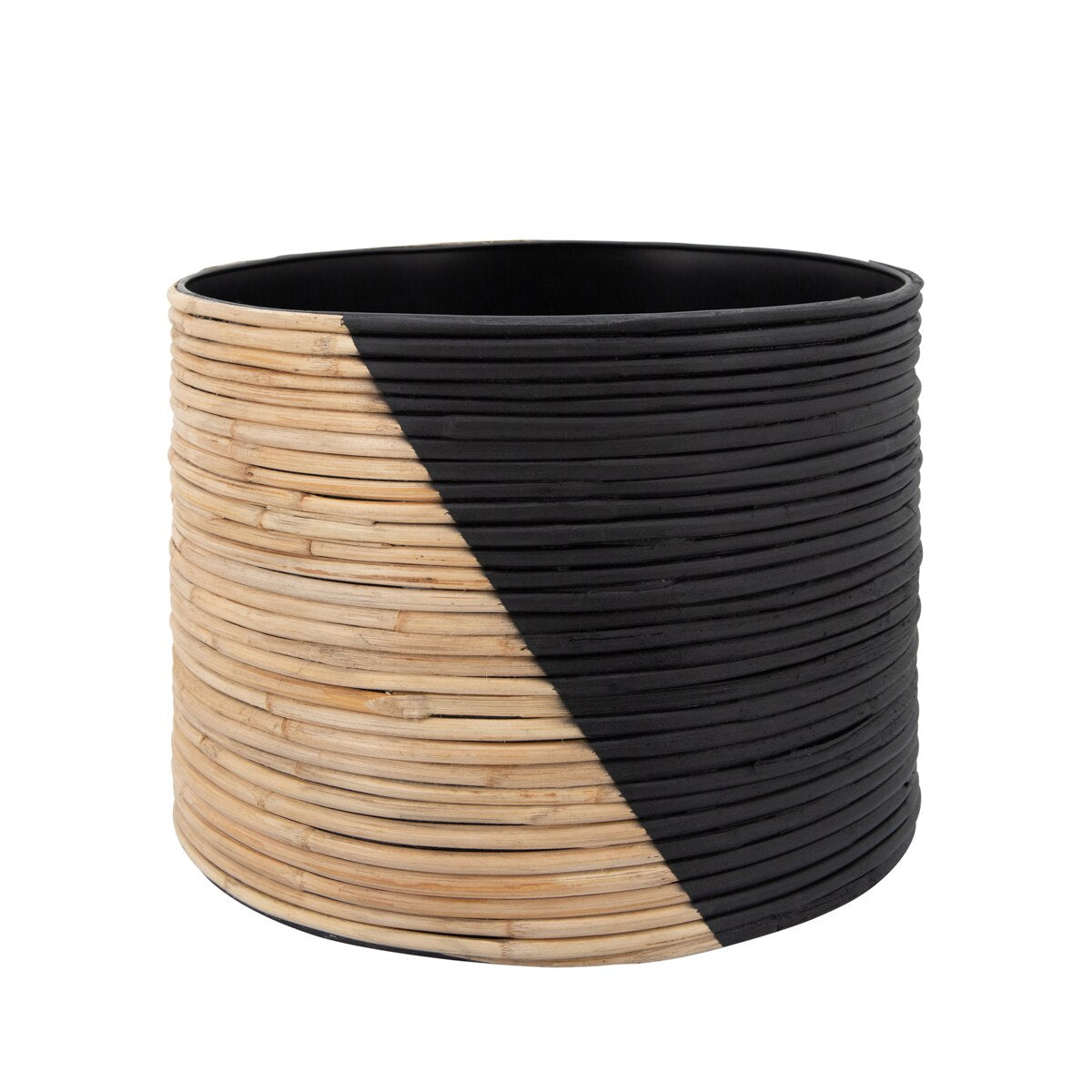 S/3 2-tone Wicker Planters, Black