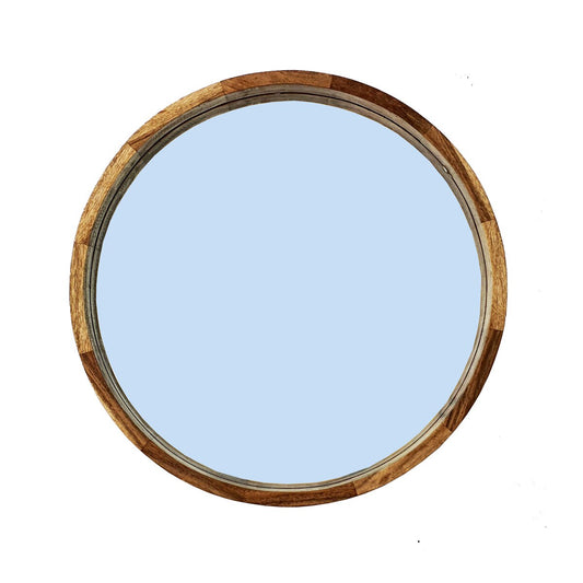 24" Round Mirror, Brown