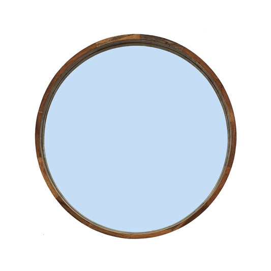 39" Round Mirror, Brown