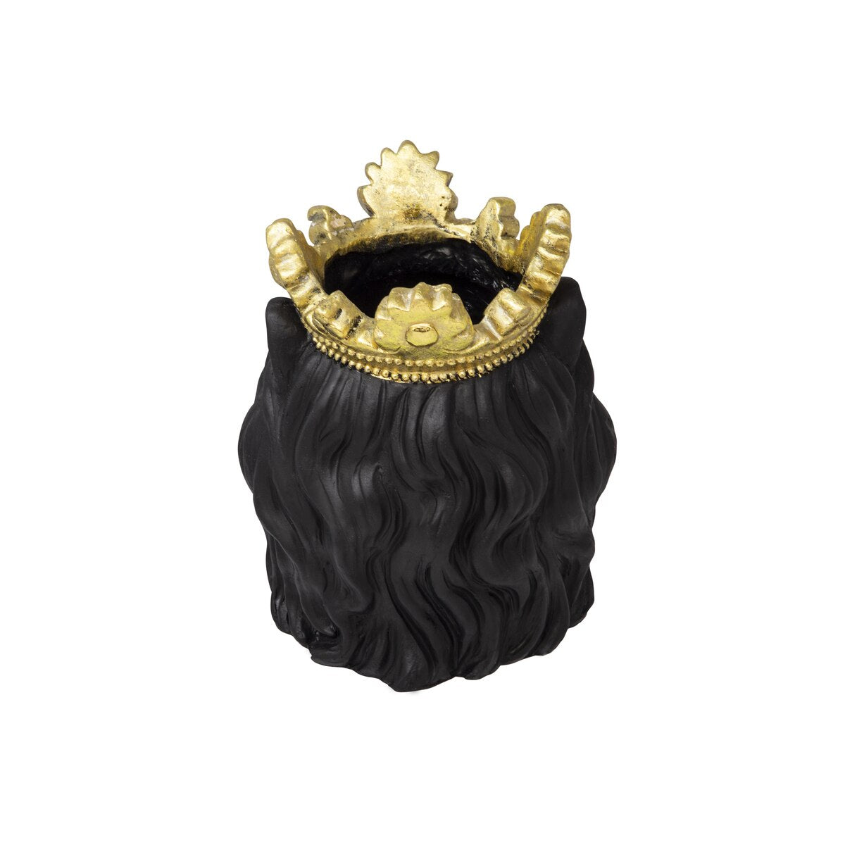 Resin 9" Lion W/ Crown, Black