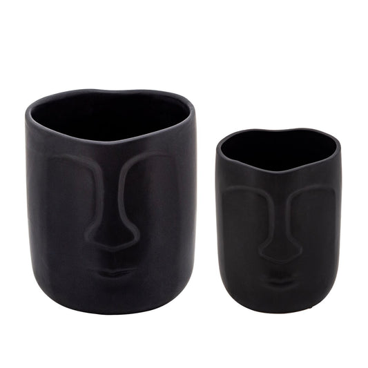 6" Face Vase, Black